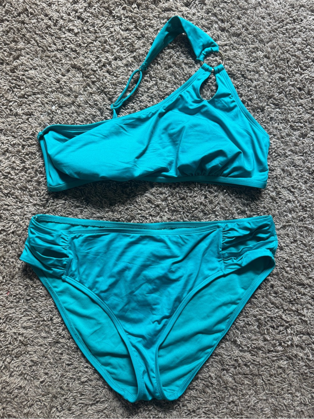 GIBSON LATIMER Teal One-Shoulder Bikini Set - Women's Swim